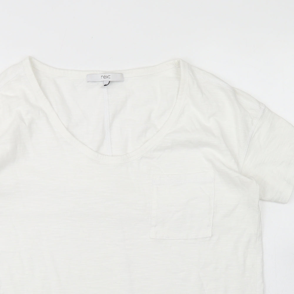 NEXT Womens White  Cotton Basic T-Shirt Size 10 Round Neck - Chest Pocket