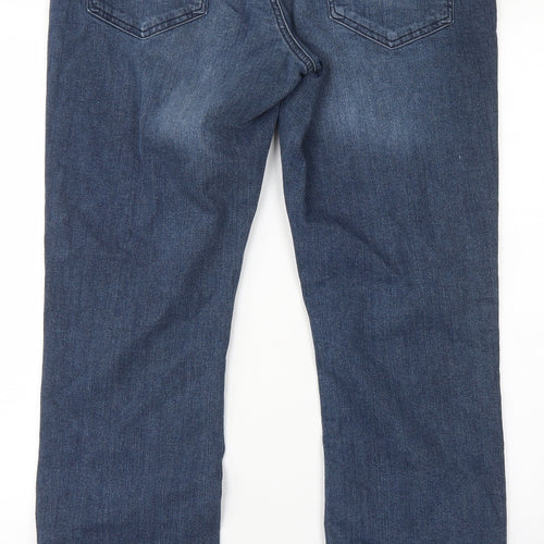 Denim Co Mens Blue  Cotton Straight Jeans Size 34 in L32 in Regular Button