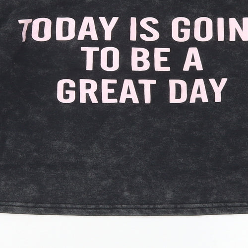 Primark Girls Black  Cotton Pullover Sweatshirt Size 10 Years   - Cropped, Puff sleeve