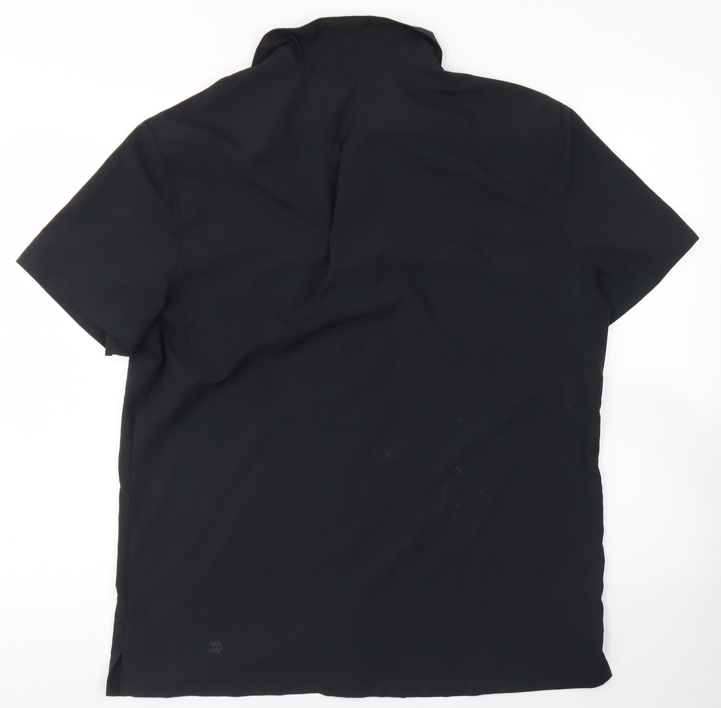 All in Motion Mens Black  Polyester  Button-Up Size L Collared Snap