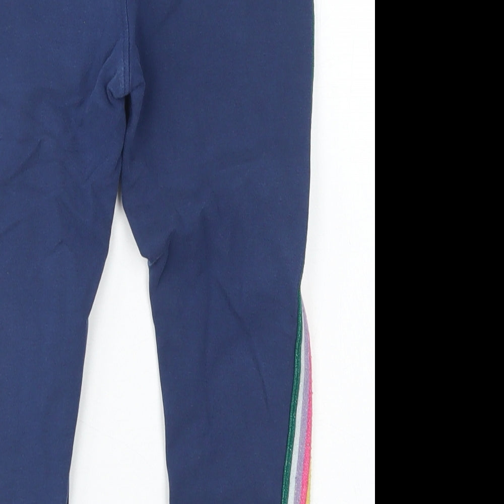 M&S Girls Blue Striped Cotton Jogger Trousers Size 3-4 Years  Regular Drawstring