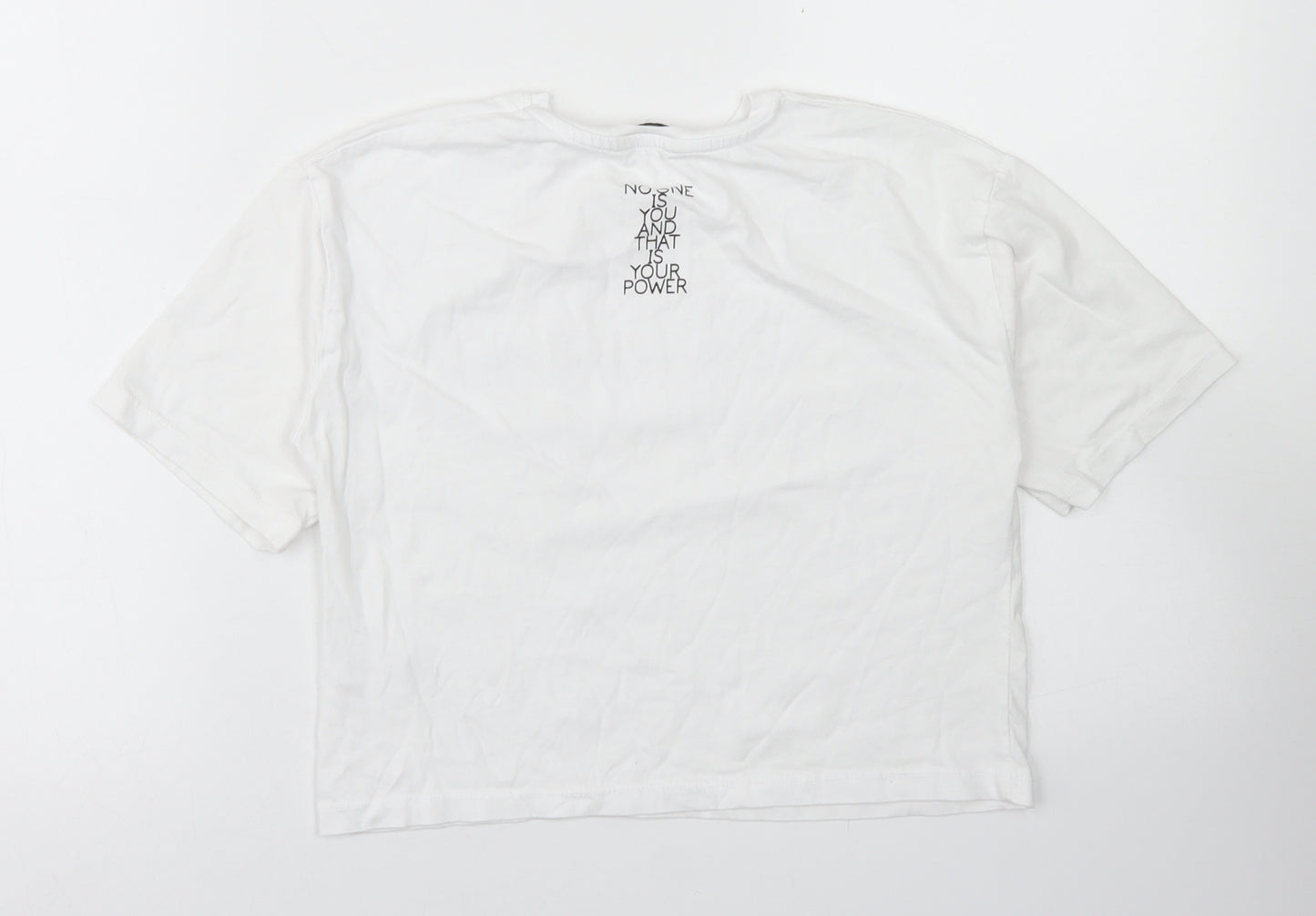 Miss E-vie Girls White  Cotton Cropped T-Shirt Size 9-10 Years Crew Neck