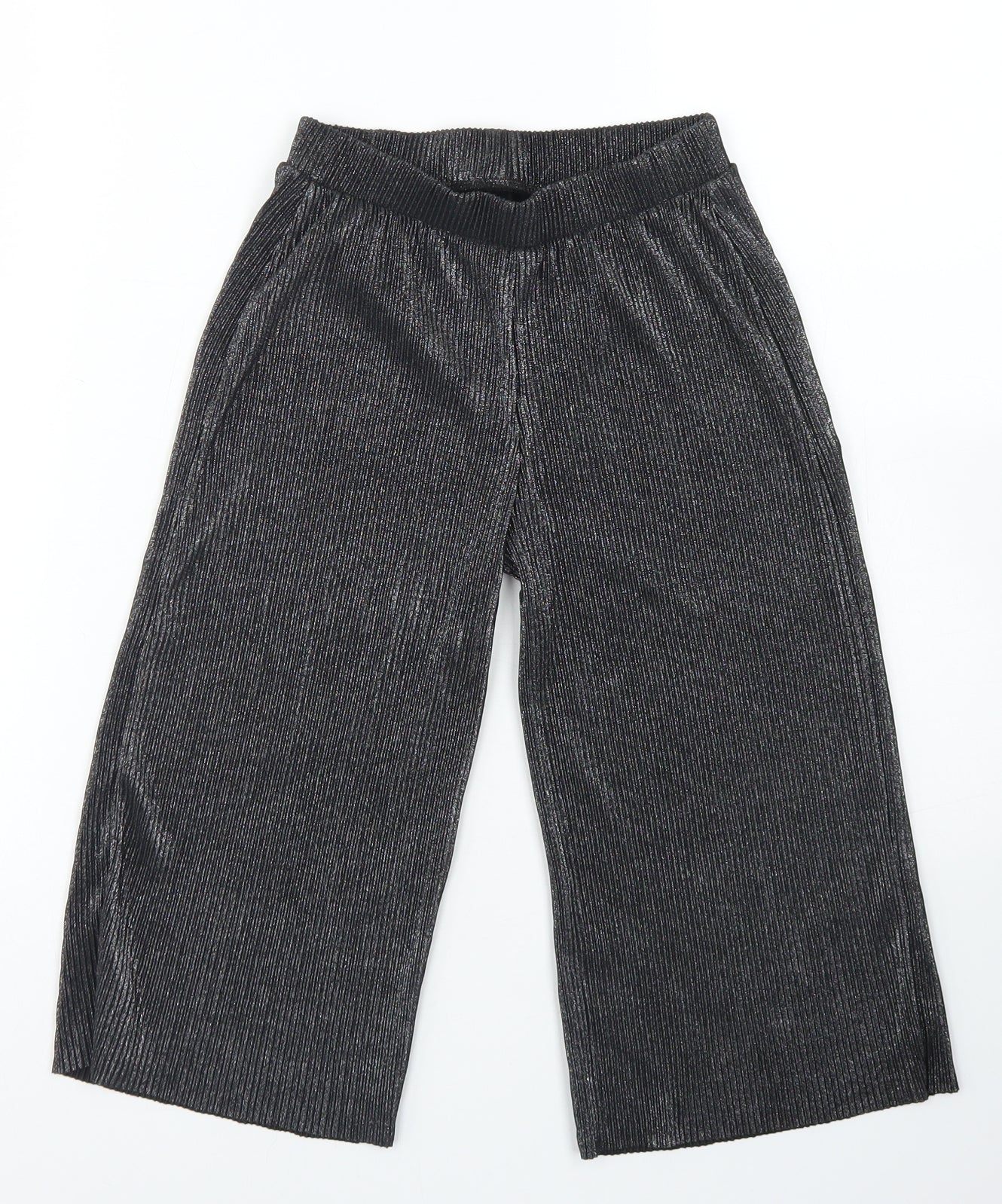 F&F Girls Silver  Polyester Cropped Trousers Size 5-6 Years  Regular