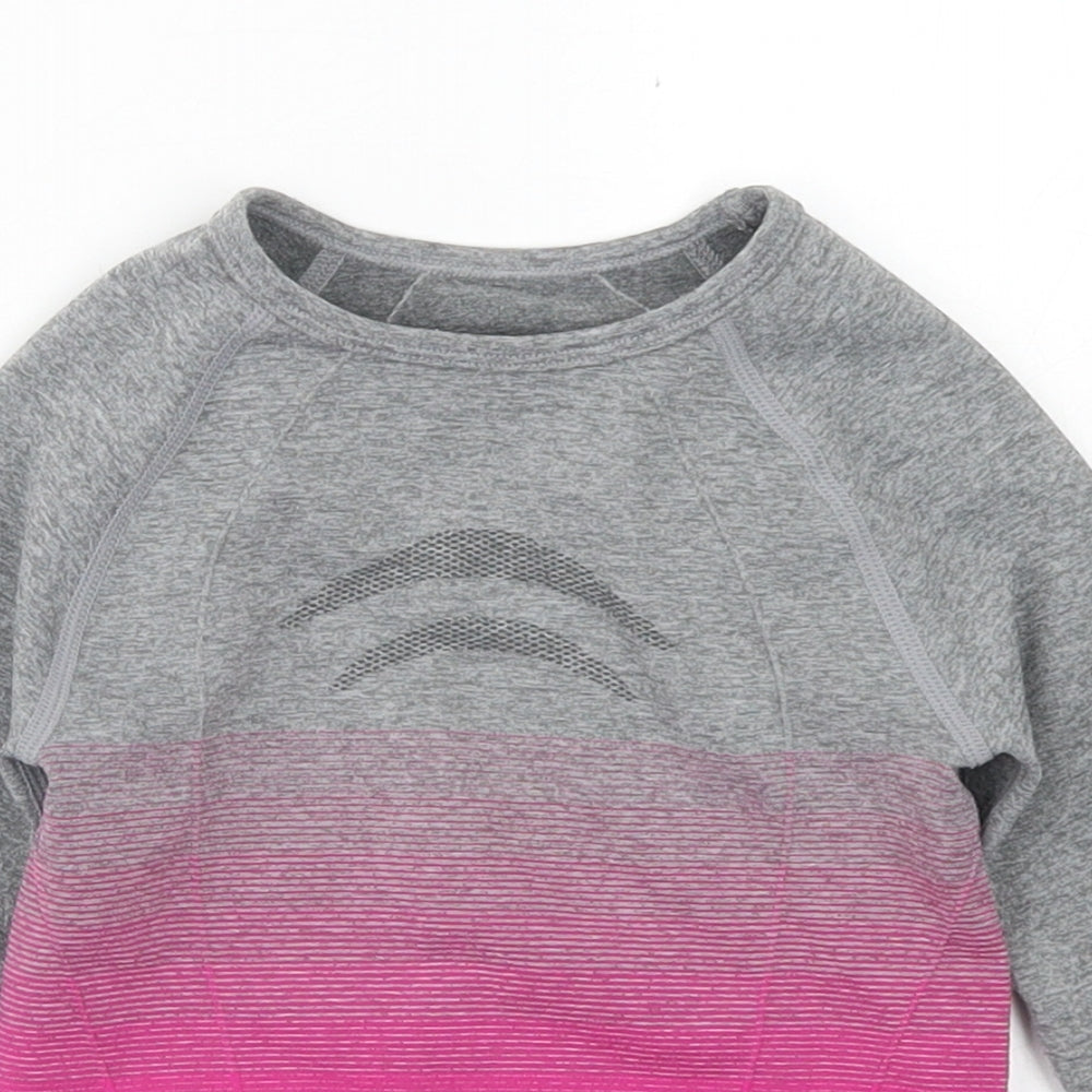 Lupilu Girls Grey  Polyamide Pullover T-Shirt Size 2-3 Years Crew Neck  - Activewear Top, Ombre