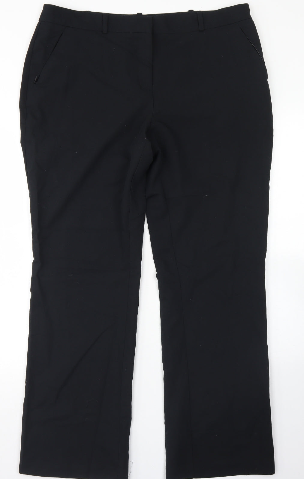 Dunnes Womens Black  Polyester Dress Pants Trousers Size 16 L30 in Regular Hook & Eye