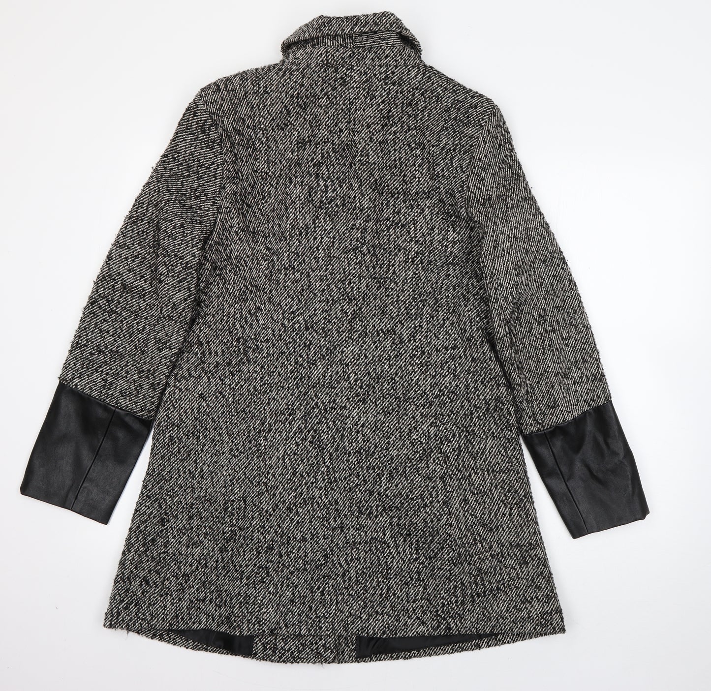 Papaya Womens Black Striped  Trench Coat Coat Size 12  Zip