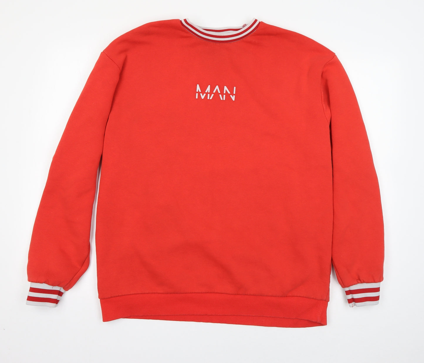 Boohoo Man Mens Red  Cotton Pullover Sweatshirt Size M