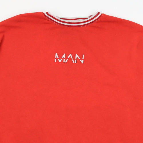 Boohoo Man Mens Red  Cotton Pullover Sweatshirt Size M