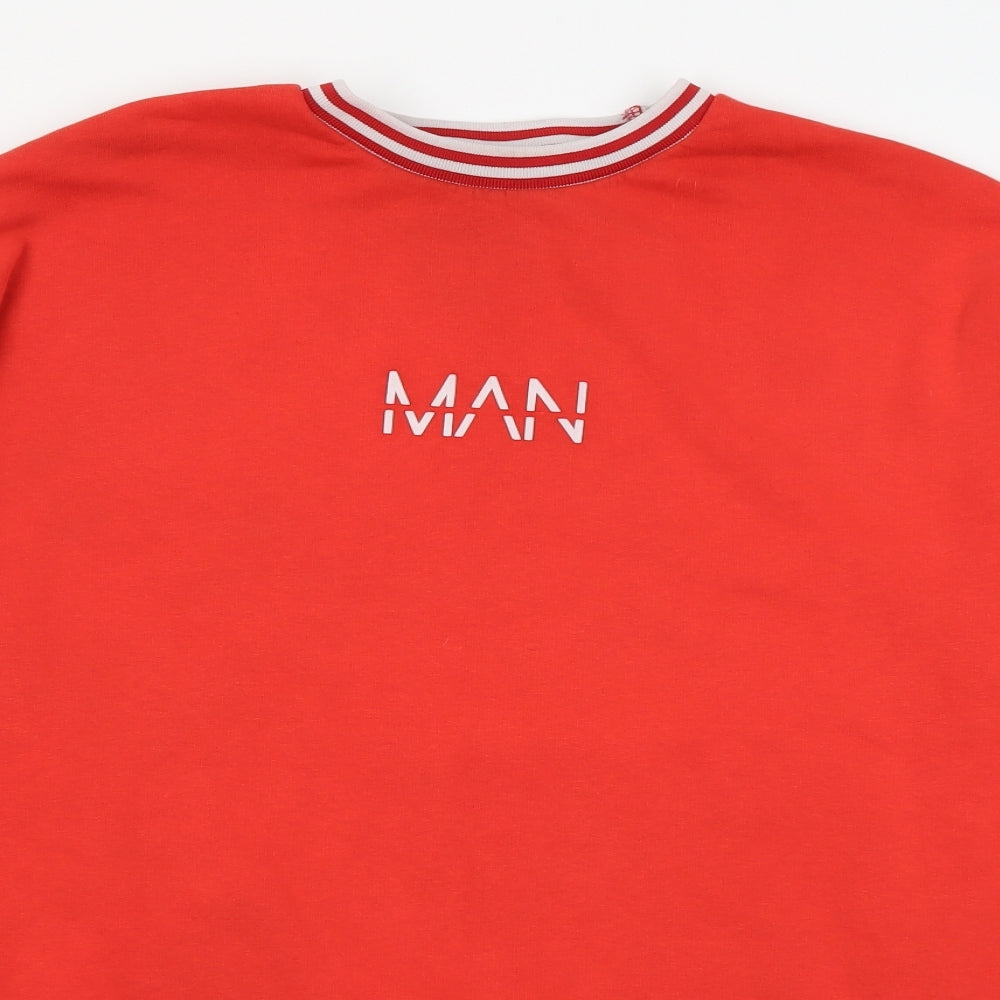 Boohoo Man Mens Red  Cotton Pullover Sweatshirt Size M