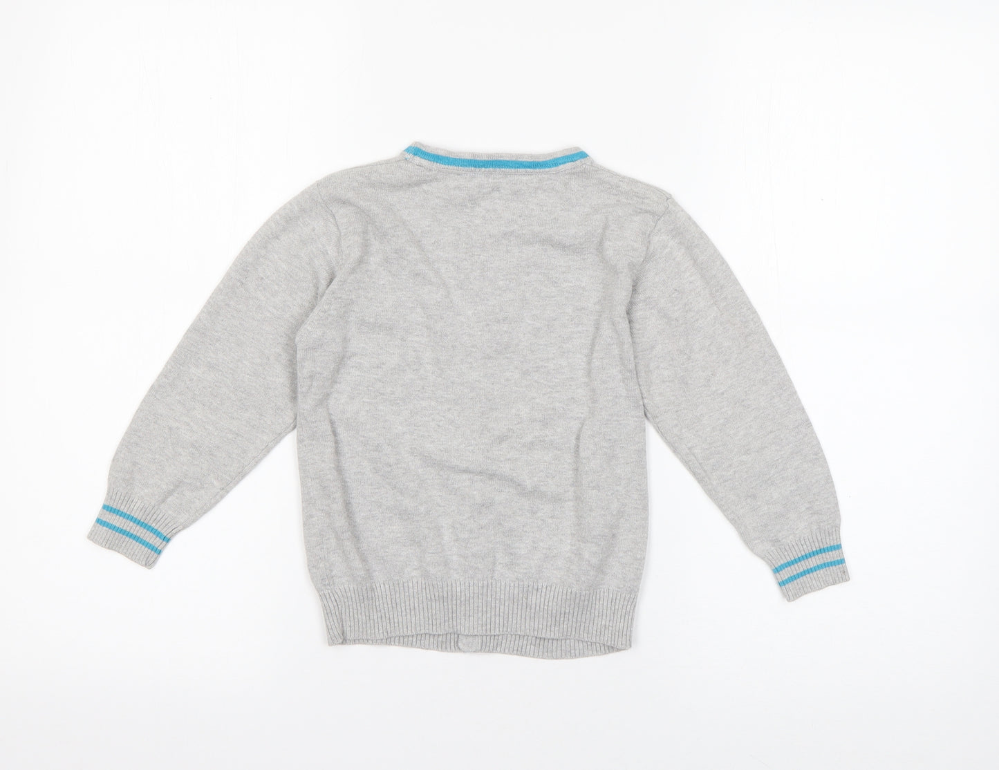 Rebel Boys Grey V-Neck  Cotton Cardigan Jumper Size 2-3 Years  Button