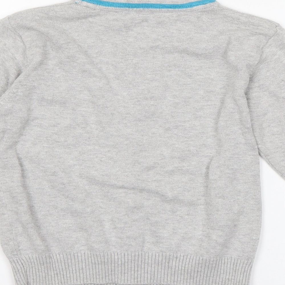 Rebel Boys Grey V-Neck  Cotton Cardigan Jumper Size 2-3 Years  Button
