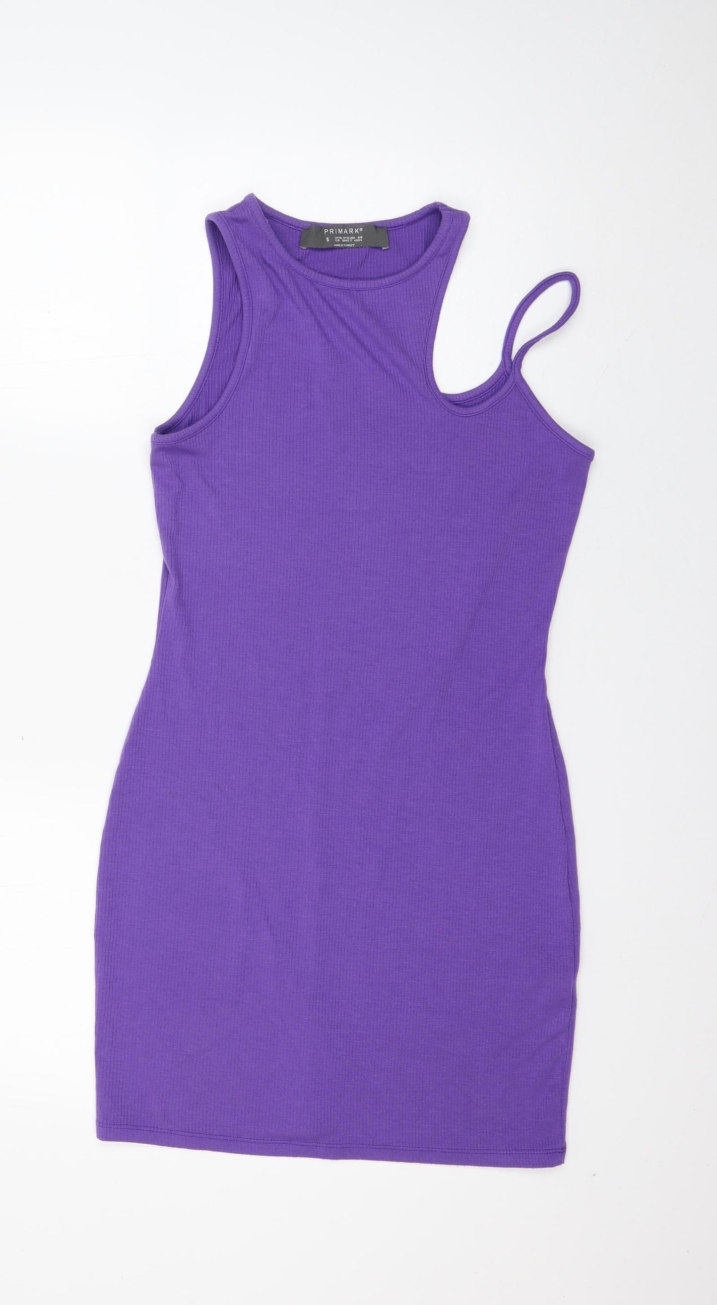 Primark Womens Purple  Polyester Tank Dress  Size S  Round Neck  - cut out shoulder