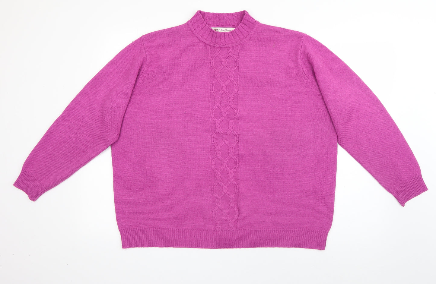 EWM Pure Classics Womens Purple Round Neck  Acrylic Pullover Jumper Size XL   - Chain Knit Effect