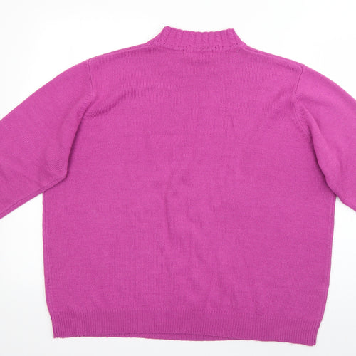 EWM Pure Classics Womens Purple Round Neck  Acrylic Pullover Jumper Size XL   - Chain Knit Effect