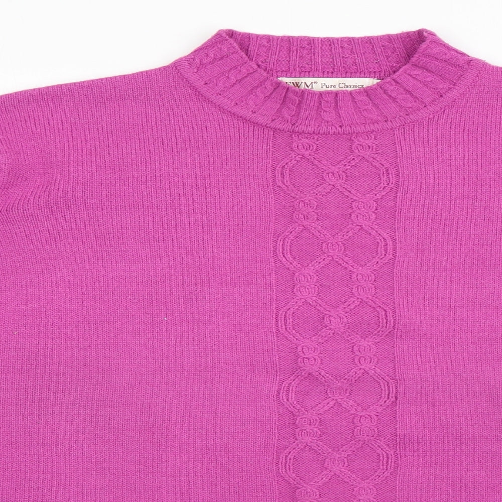 EWM Pure Classics Womens Purple Round Neck  Acrylic Pullover Jumper Size XL   - Chain Knit Effect