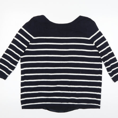 Wallis Womens Blue Round Neck Striped Polyester Pullover Jumper Size S   - Open Lined Back