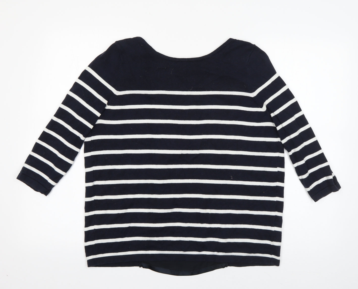 Wallis Womens Blue Round Neck Striped Polyester Pullover Jumper Size S   - Open Lined Back