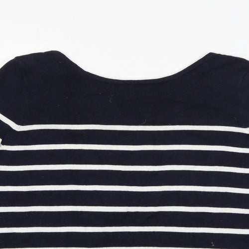 Wallis Womens Blue Round Neck Striped Polyester Pullover Jumper Size S   - Open Lined Back