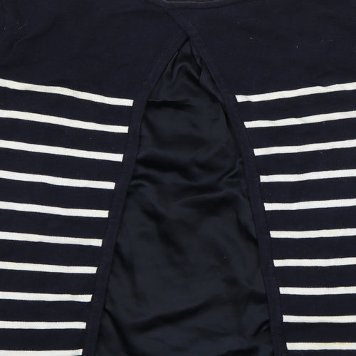 Wallis Womens Blue Round Neck Striped Polyester Pullover Jumper Size S   - Open Lined Back