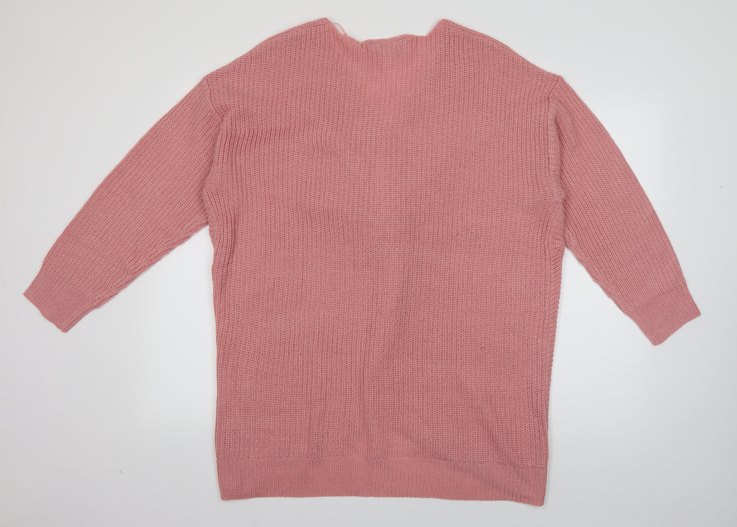 Yours Womens Pink V-Neck  Acrylic Pullover Jumper Size 18
