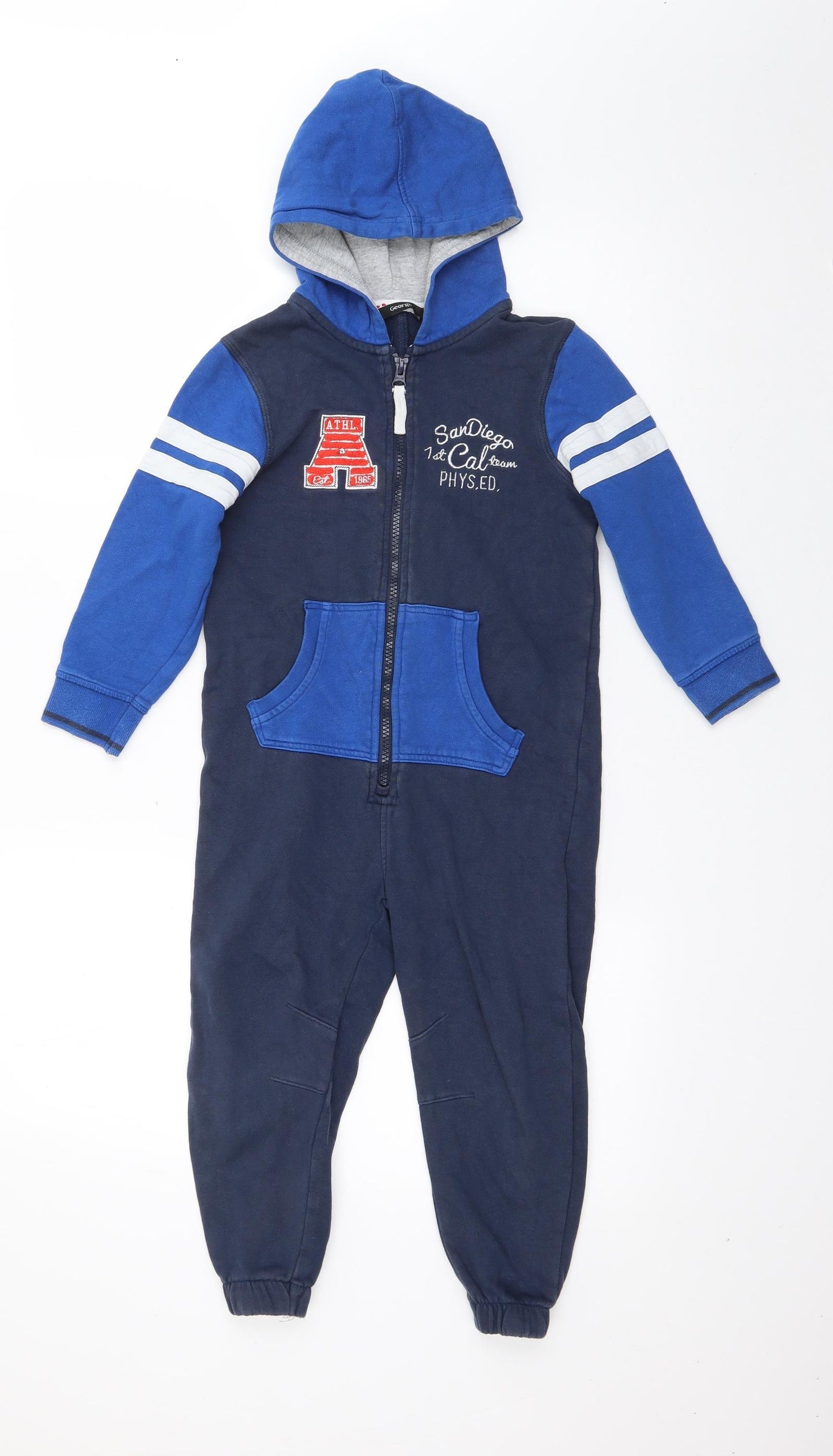 George Boys Blue  Cotton  One Piece Size 4-5 Years  Zip - San Diego