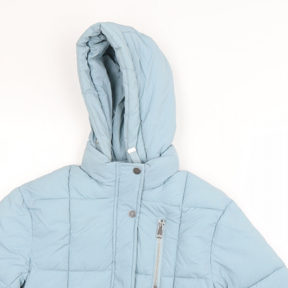 George Girls Blue   Puffer Jacket Coat Size 9-10 Years  Zip