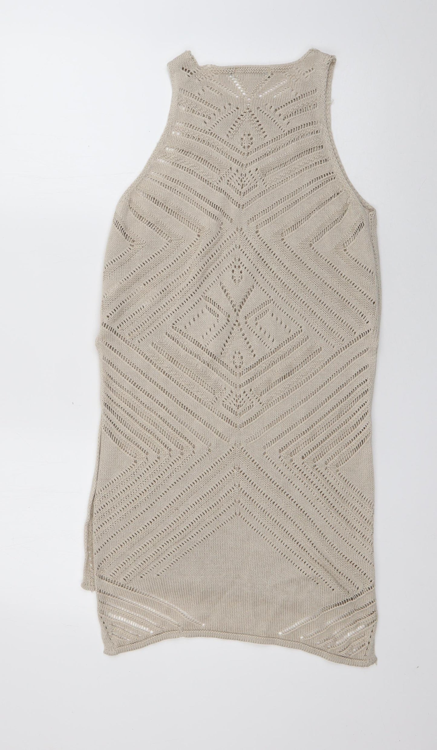 New Look Womens Beige  Cotton Basic Tank Size 6 Round Neck - Beach Dress