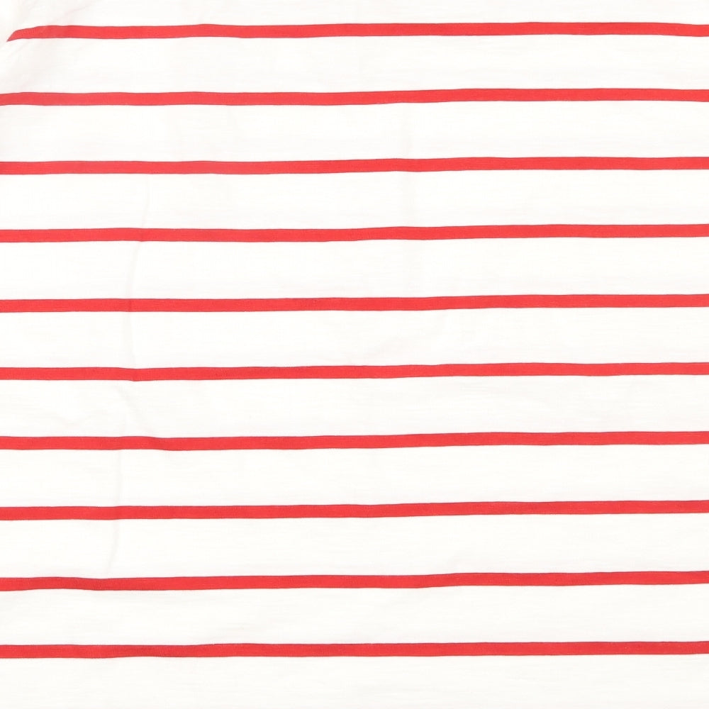 NEXT Womens White Striped Cotton Basic T-Shirt Size 22 Round Neck