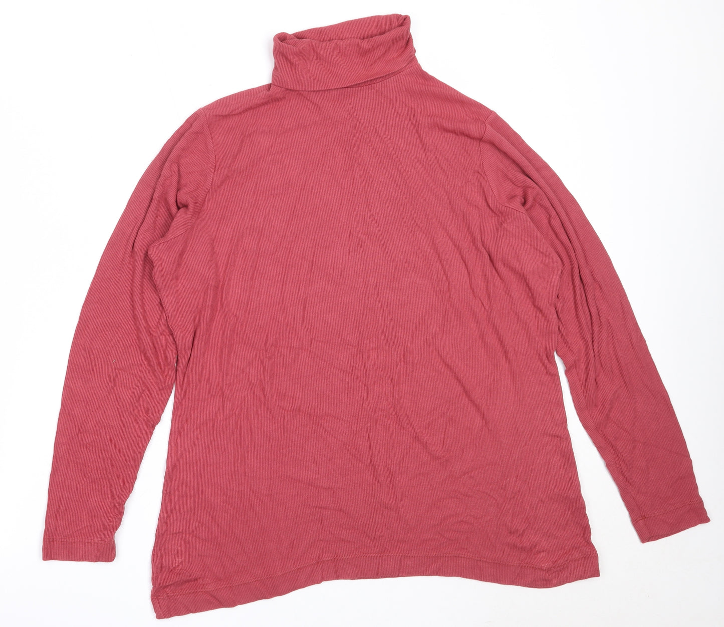 Marks and Spencer Womens Pink  Viscose Basic T-Shirt Size 20 Roll Neck