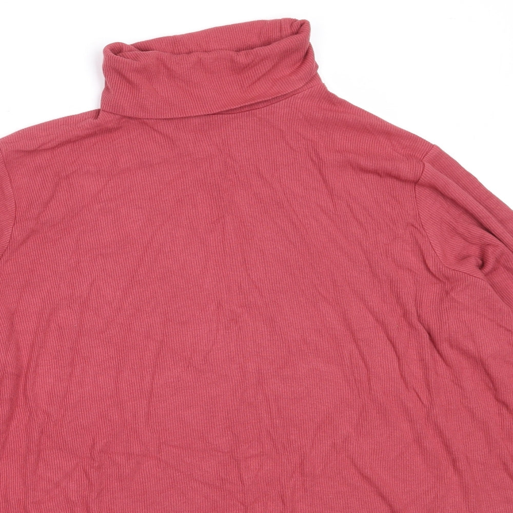 Marks and Spencer Womens Pink  Viscose Basic T-Shirt Size 20 Roll Neck