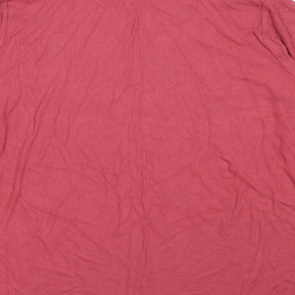 Marks and Spencer Womens Pink  Viscose Basic T-Shirt Size 20 Roll Neck