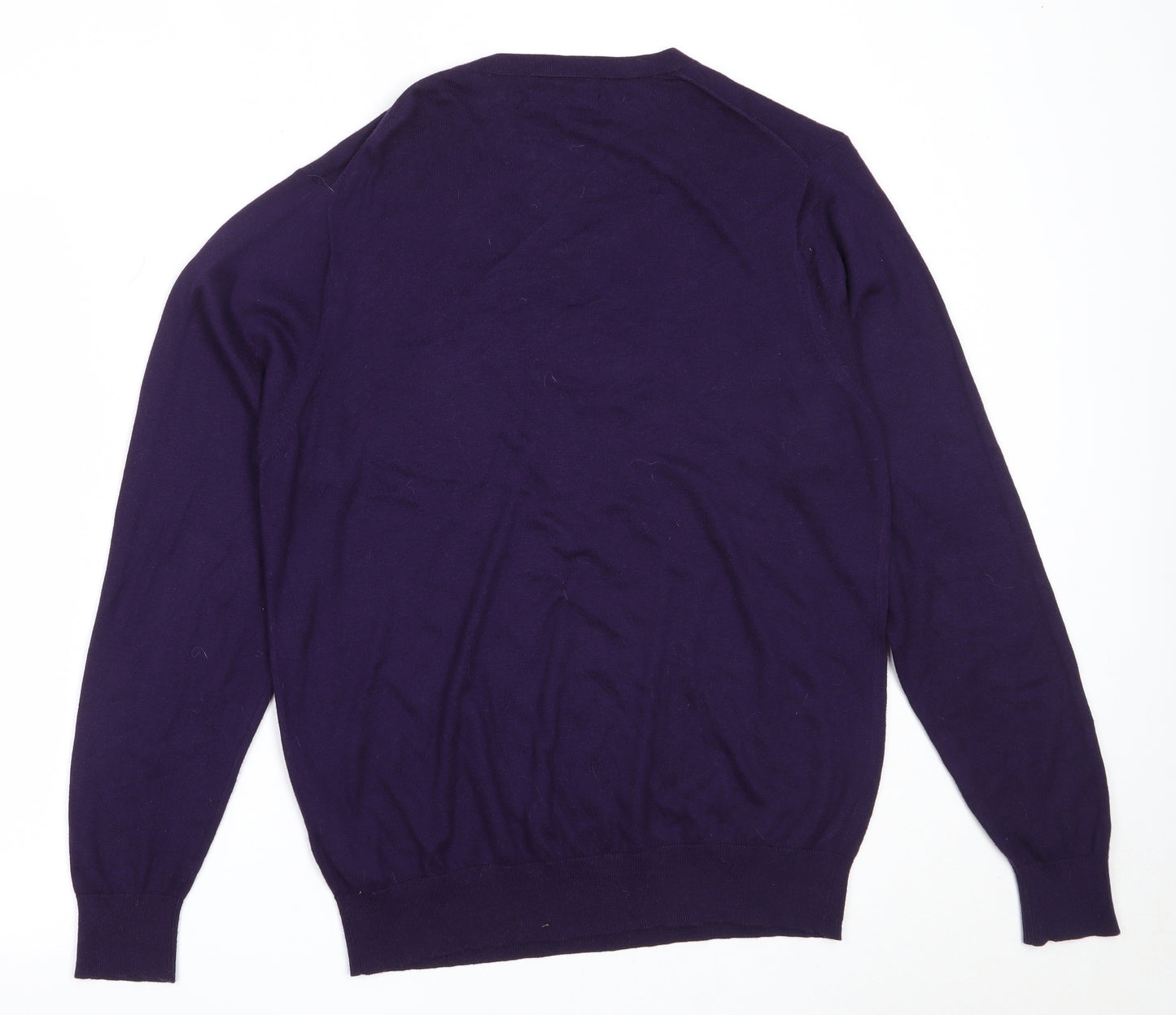 Marks and Spencer Mens Purple V-Neck  Cotton Pullover Jumper Size M