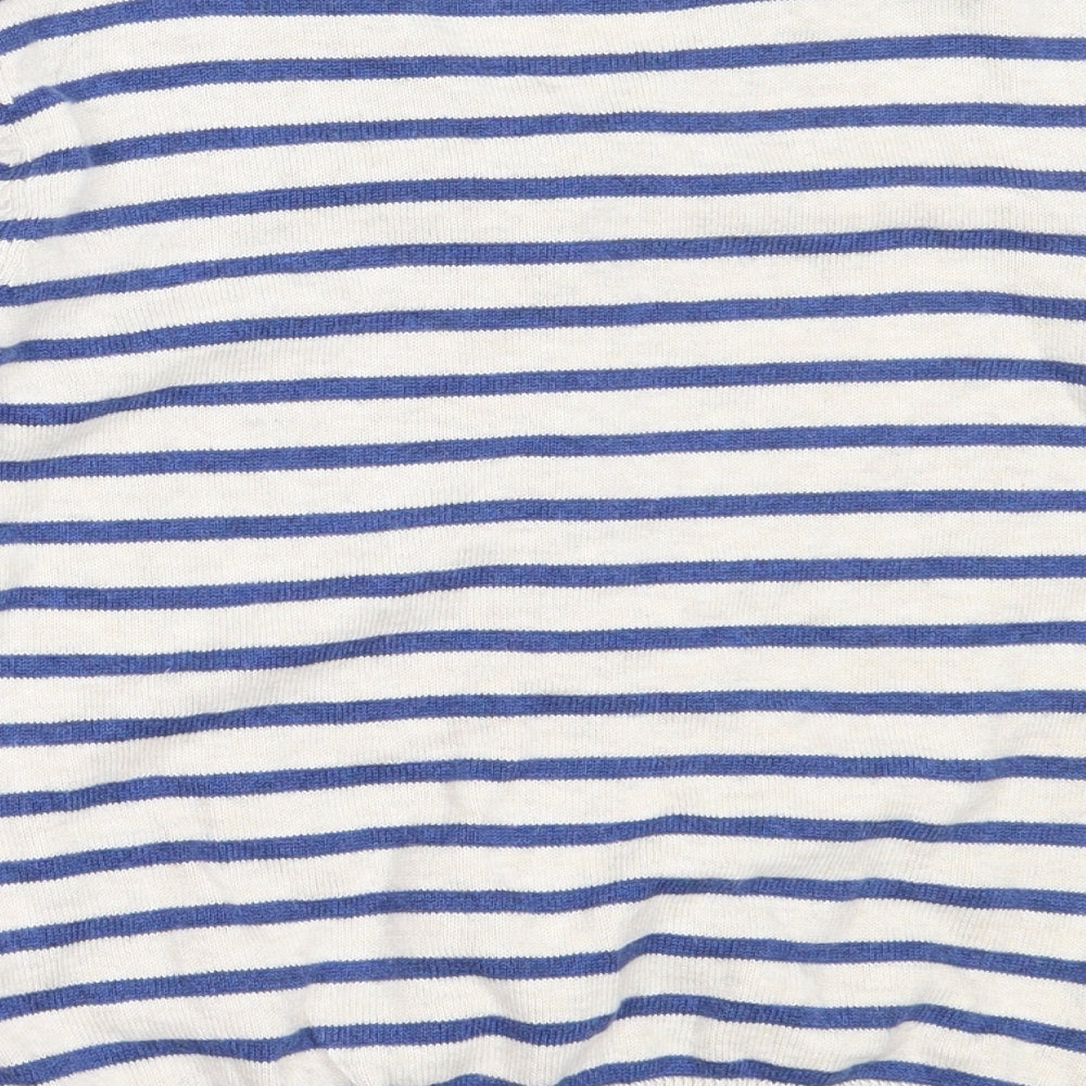 H&M Boys Beige V-Neck Striped Cotton Cardigan Jumper Size 7-8 Years