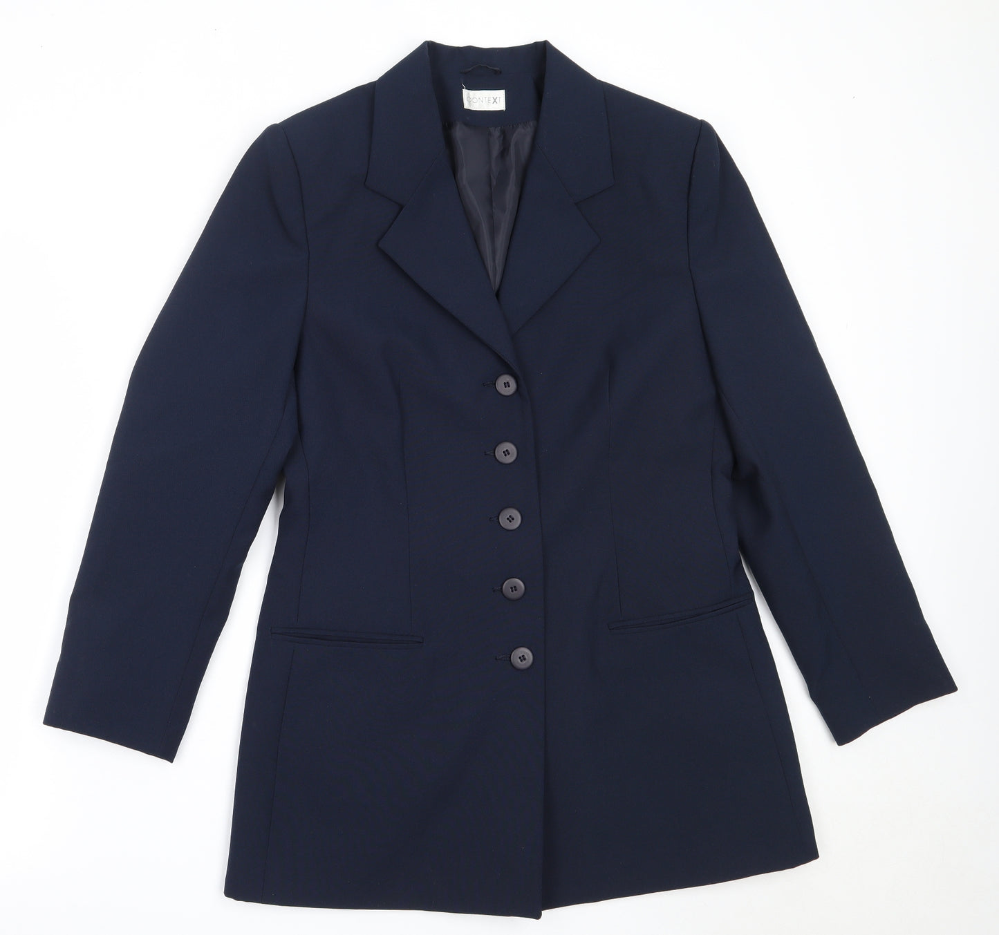 CONTEXT Womens Blue  Polyester Jacket Blazer Size 12