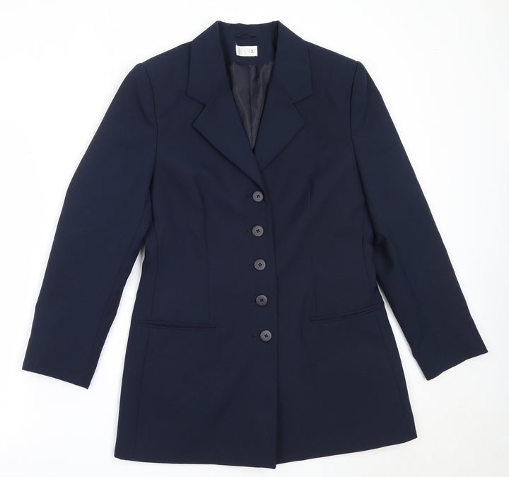 CONTEXT Womens Blue Polyester Jacket Blazer Size 12