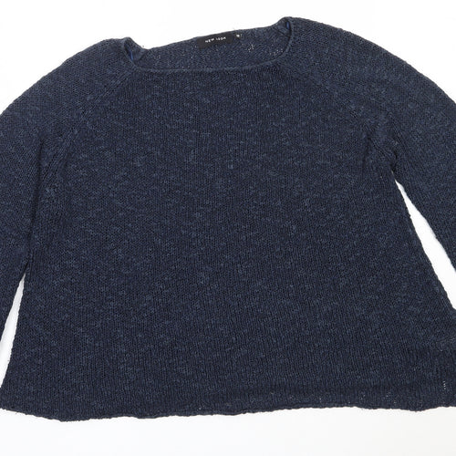 New Look Womens Blue Round Neck  Acrylic Pullover Jumper Size 10