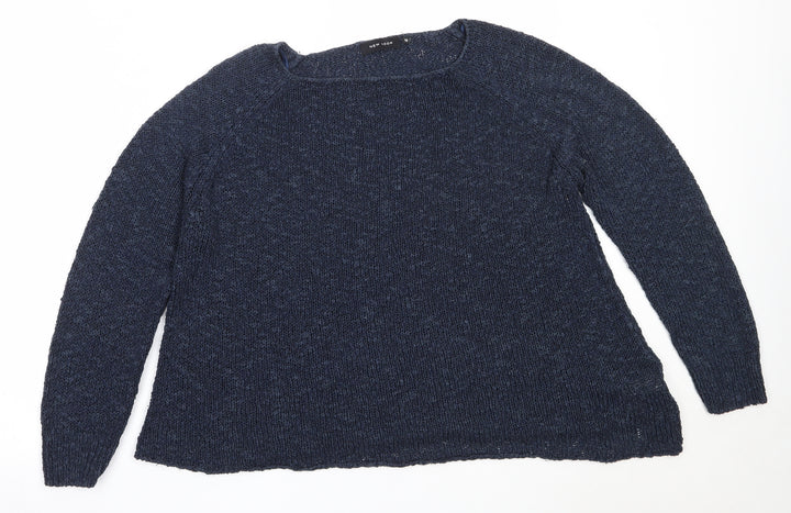 New Look Womens Blue Round Neck  Acrylic Pullover Jumper Size 10