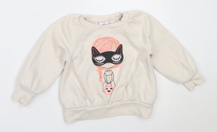 Gap Girls Ivory  Cotton Pullover Sweatshirt Size 2 Years