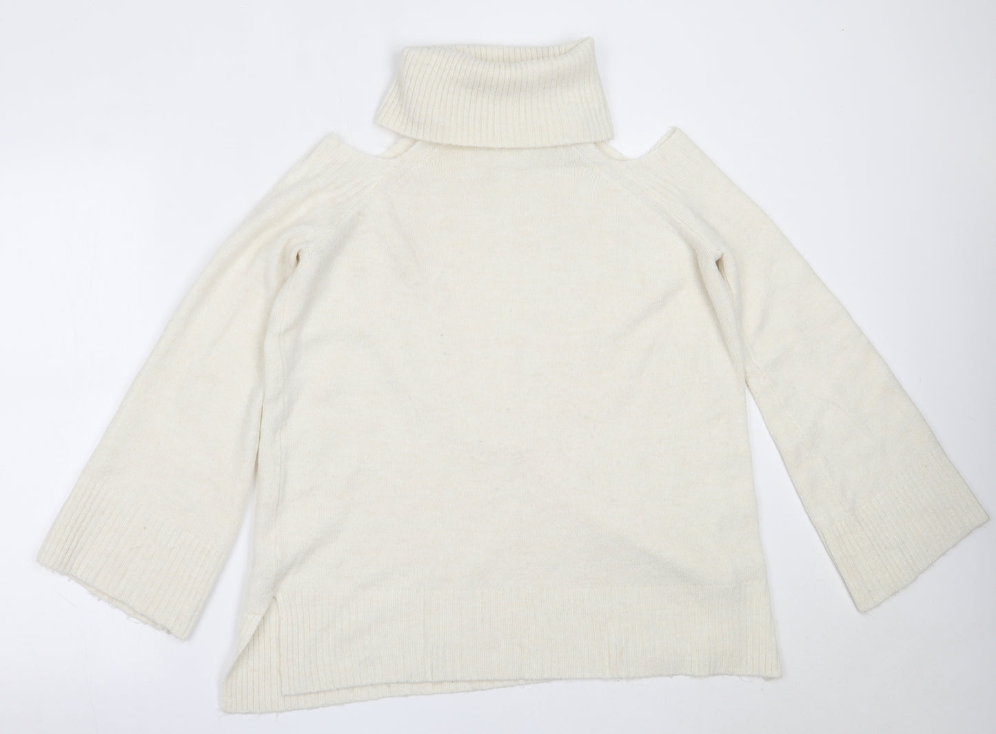 River Island Womens Ivory Roll Neck  Acrylic Pullover Jumper Size 10