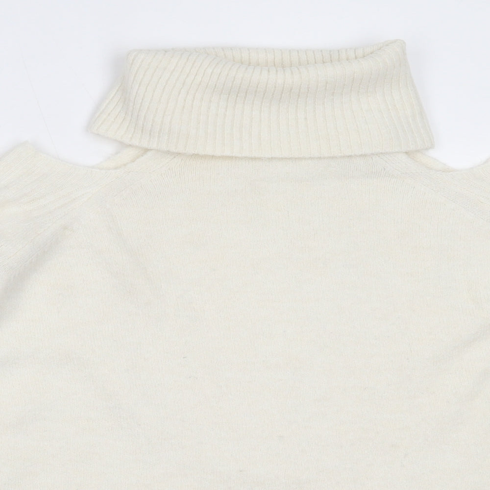 River Island Womens Ivory Roll Neck  Acrylic Pullover Jumper Size 10