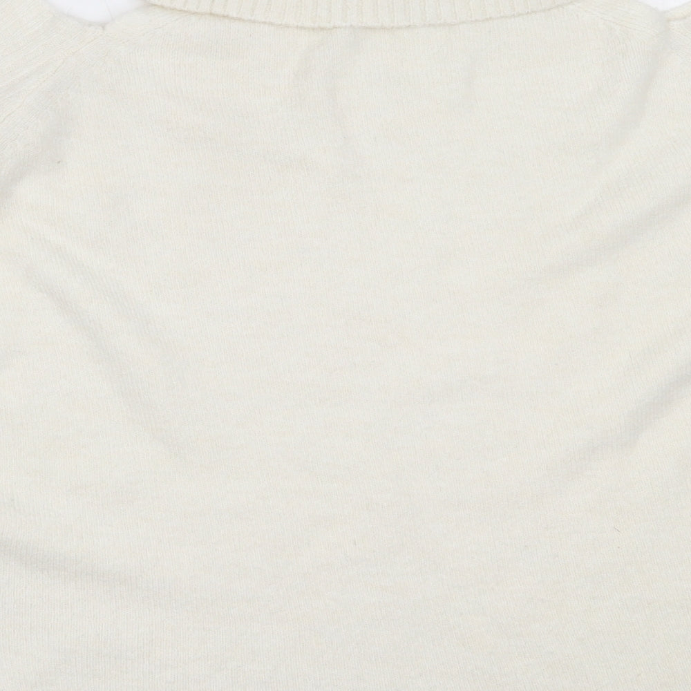 River Island Womens Ivory Roll Neck  Acrylic Pullover Jumper Size 10