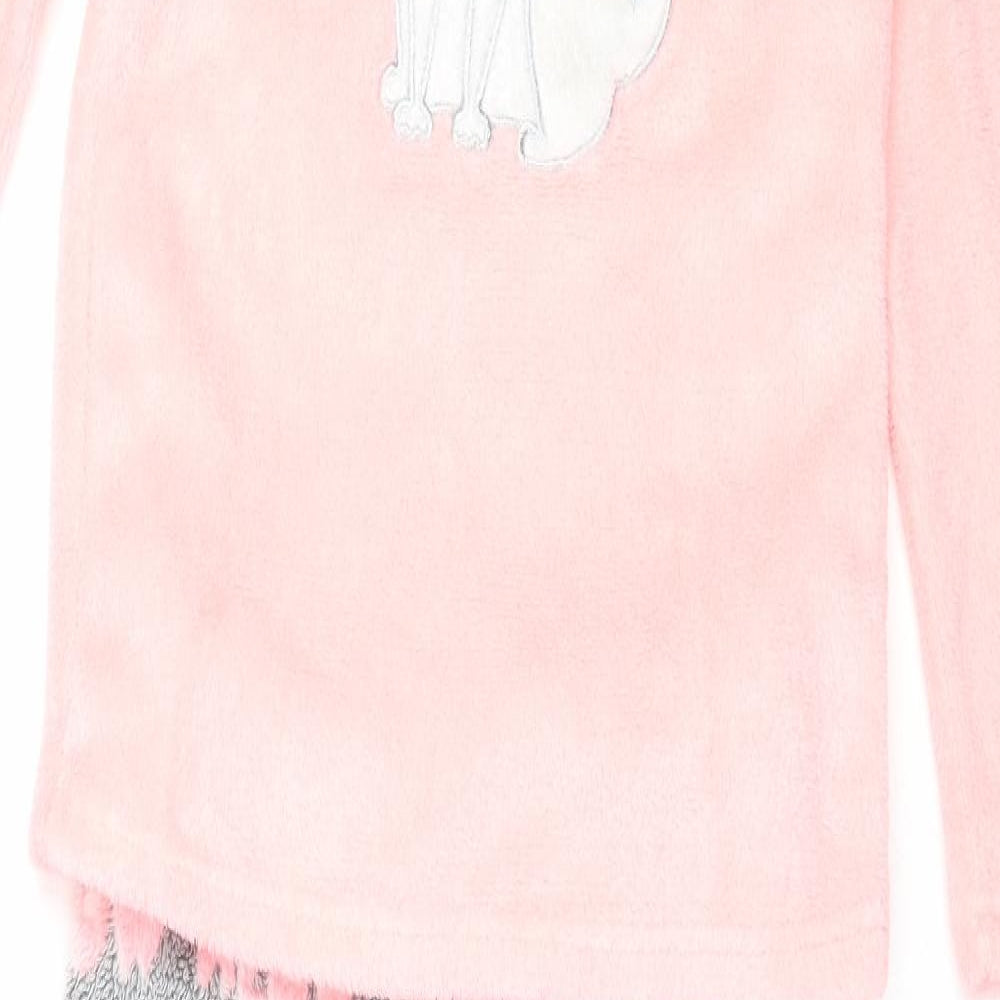 Primark Girls Pink Solid Polyester Top Pyjama Set Size 11-12 Years