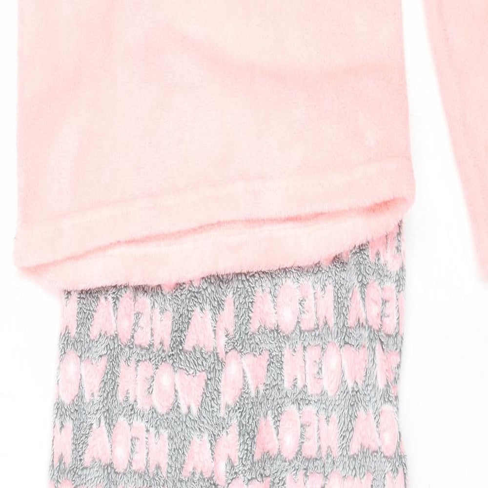 Primark Girls Pink Solid Polyester Top Pyjama Set Size 11-12 Years