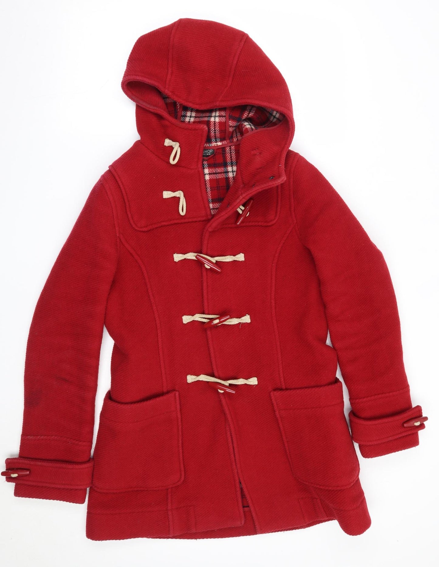 Topshop Womens Red   Overcoat Coat Size 10