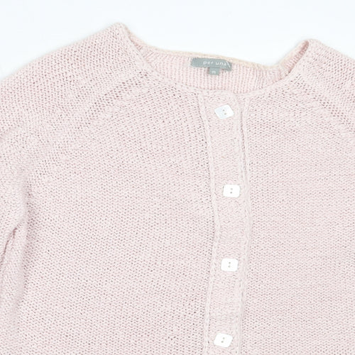 Per Una Womens Pink Round Neck  Acrylic Cardigan Jumper Size M