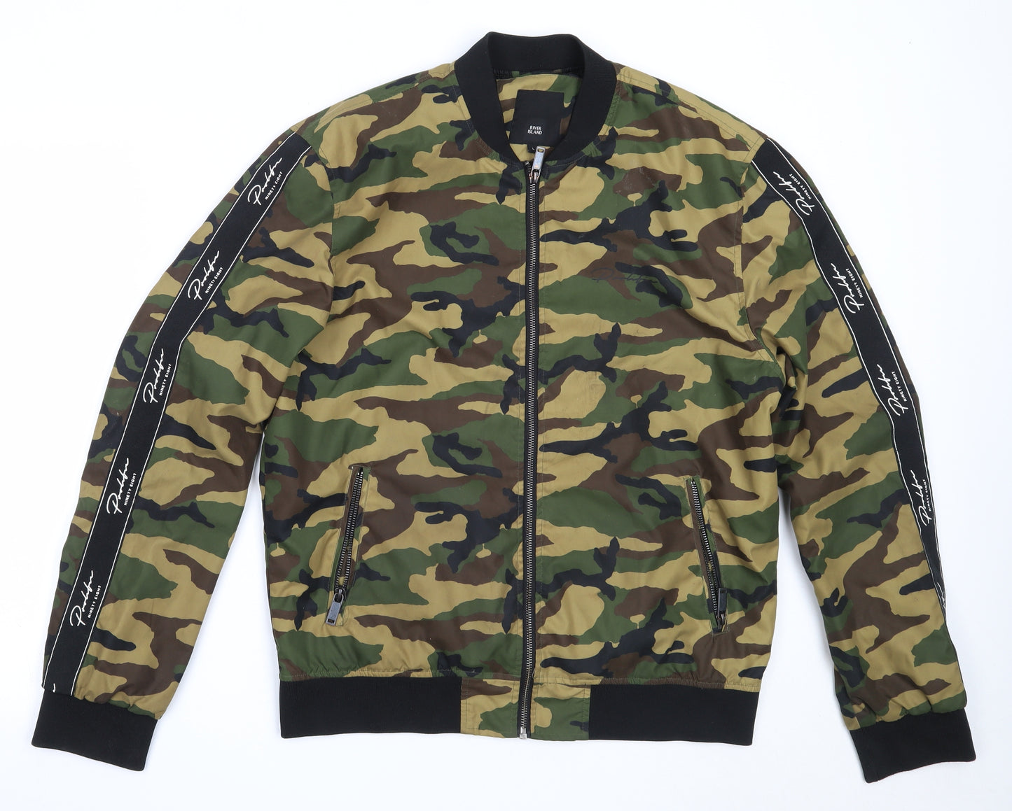 River Island Mens Green Camouflage  Bomber Jacket Jacket Size L