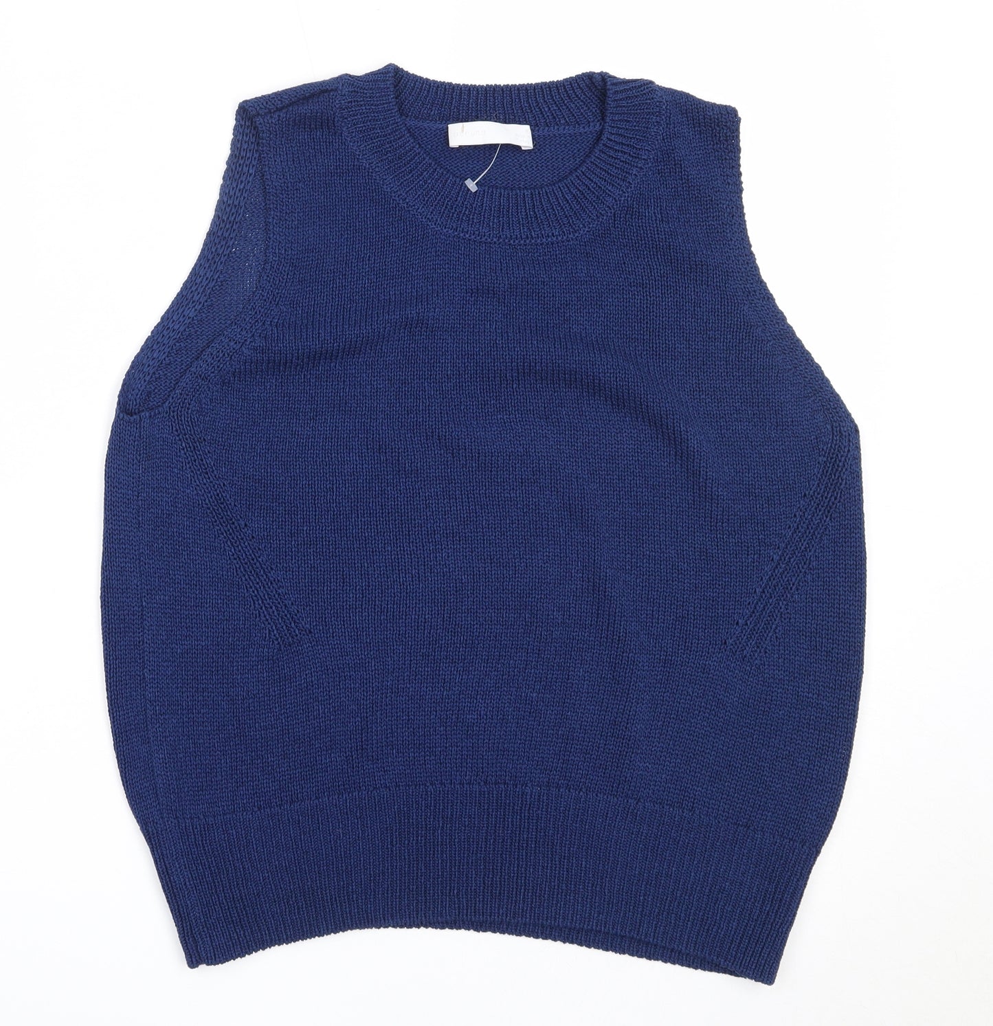 Per Una Womens Blue Round Neck  Acrylic Vest Jumper Size 16