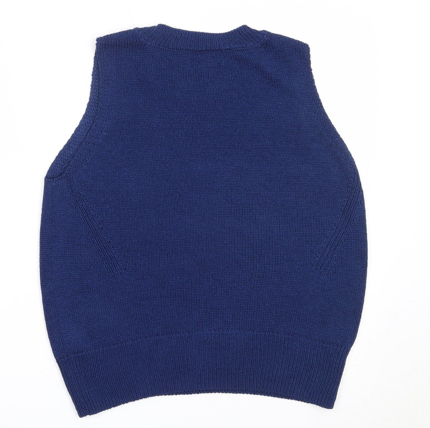 Per Una Womens Blue Round Neck  Acrylic Vest Jumper Size 16