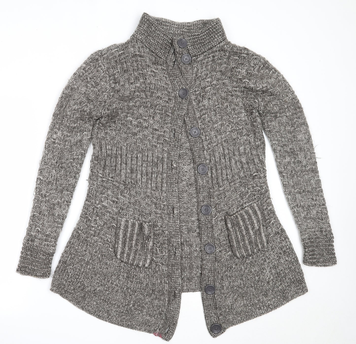 George Womens Grey Round Neck  Acrylic Cardigan Jumper Size 12