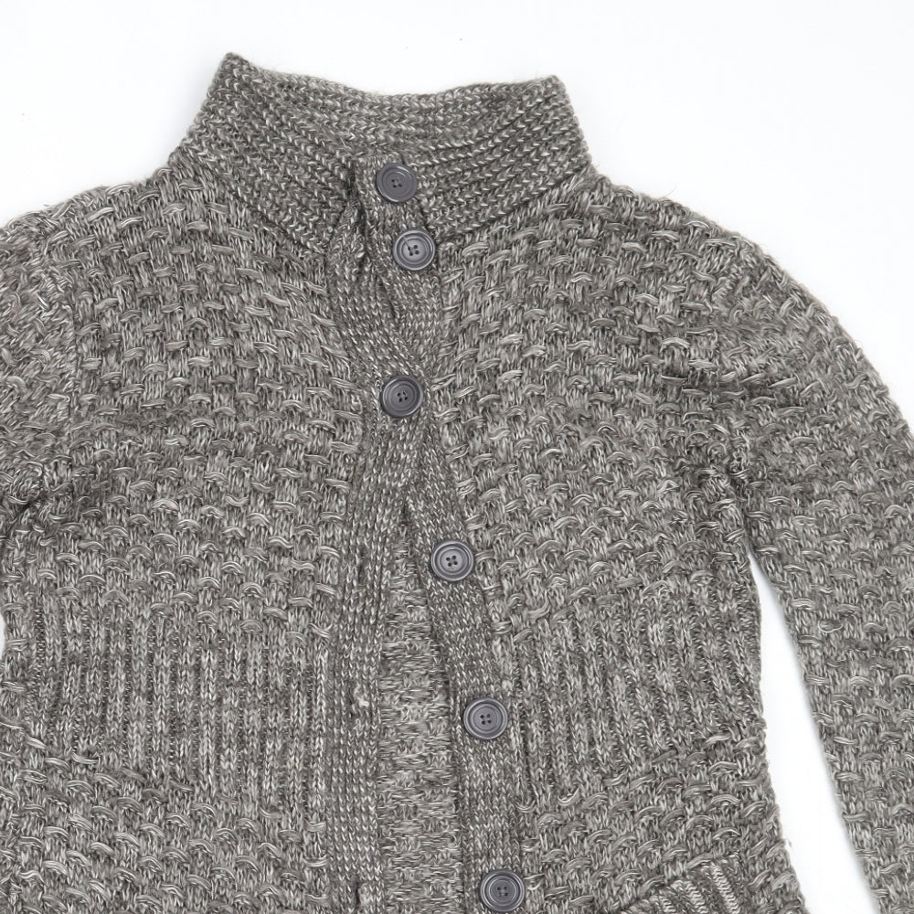 George Womens Grey Round Neck  Acrylic Cardigan Jumper Size 12